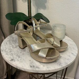 Kenneth Cole Reaction Gold Platform Heels